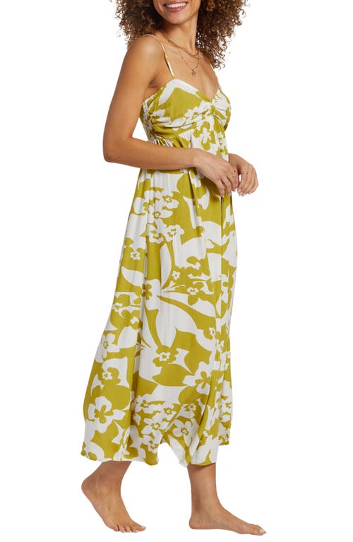 Shop Billabong Daybreak Floral Midi Sundress In Moss Joy