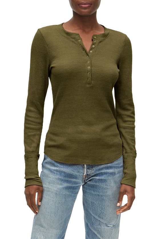 Michael Stars Regan Thermal Knit Henley In Tarragon
