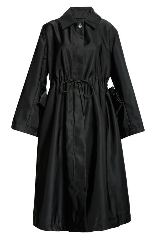 Shop Cecilie Bahnsen Vania Bow Sleeve Nylon Coat In Black