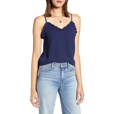 Halogen Ruffle Trim Camisole, Blue