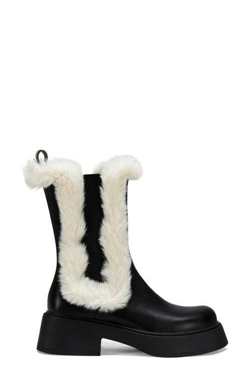 Azalea Wang Heartthrob Water Resistant Faux Fur Chelsea Boot In Black