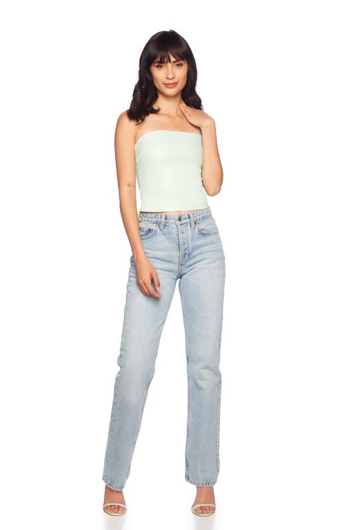 Shop Susana Monaco Faux Leather Tube Top In Mint Chip