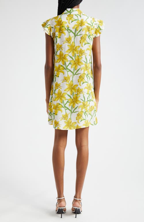 Alice And Olivia Jem Floral Flutter Sleeve Mini Shirtdress In Stargazer Multi