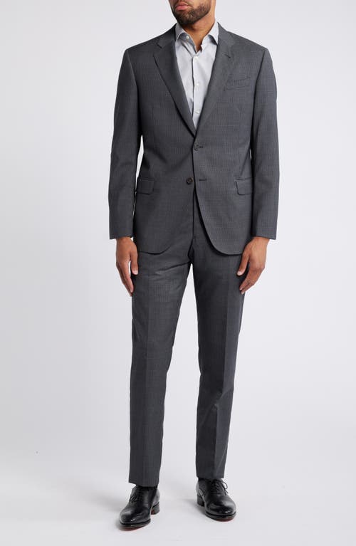 Shop Emporio Armani Microcheck Virgin Wool Suit In Grey