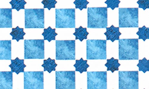 Tarhong Set Of Six Palazzo Geometric Melamine Plates In Blue Multi