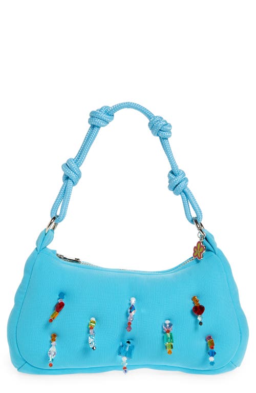 Poppy Purse Swarovski Crystal Embellished Plush Shoulder Bag in Sky Blue