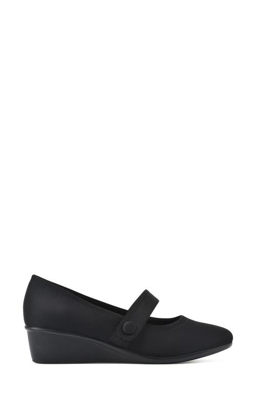 Cliffs By White Mountain Women's Brightly Mary-jane Style Wedge In Black/nylon
