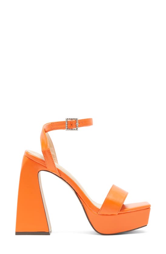Chase & Chloe Rayla Ankle Strap Platform Sandal In Orange Pu