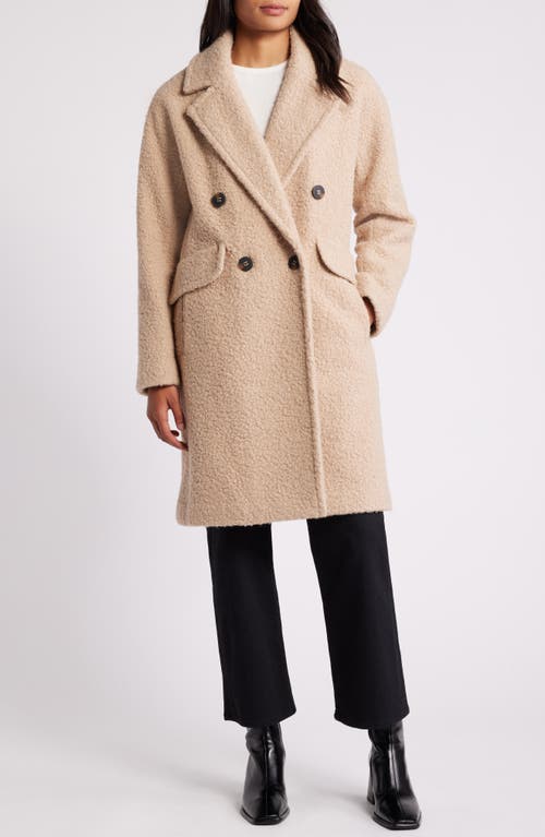 Shop Bcbg Double Breasted Bouclé Coat In Oatmeal