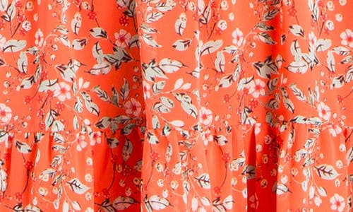 Shop Max Studio Georgette Ditsy Floral Print Tiered Dress In Papaya