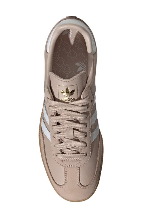 Shop Adidas Originals Adidas Samba Sneaker In Taupe/white/gold Met.