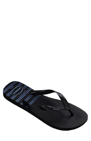 Shop Havaianas Top Basic Flip Flop In Black/black/blue