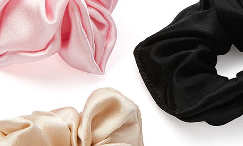 Blissy 3-pack Silk Scrunchies In Black/gold/pink