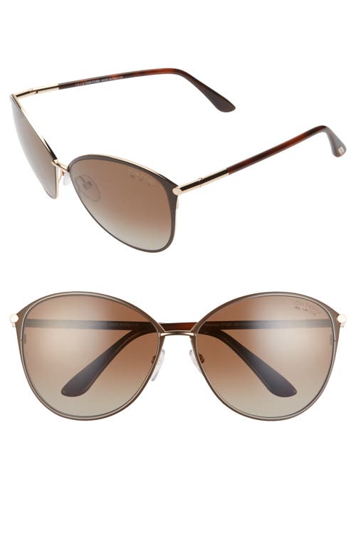 TOM FORD Penelope 59mm Gradient Cat Eye Sunglasses in Shiny Rose Gold/Brown at Nordstrom