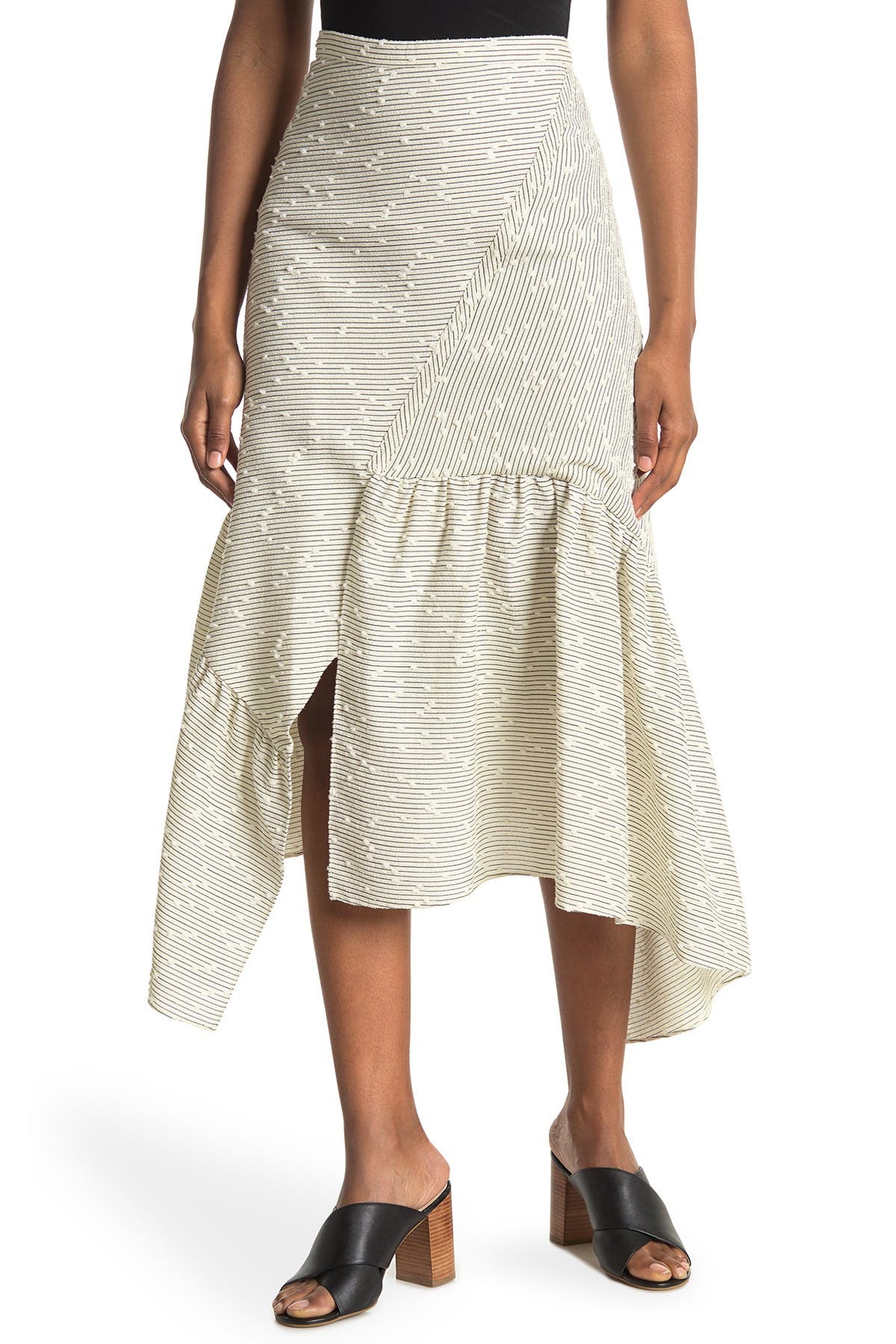 3.1 Phillip Lim Asymmetrical Ruffle Textured Midi Skirt In Ivory