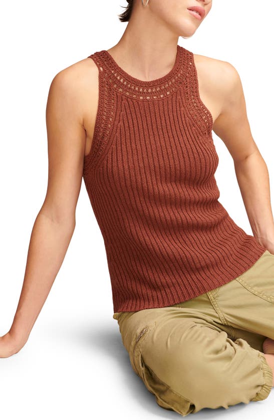 Shop Lucky Brand Rib Linen & Cotton Sweater Tank In Cinnamon