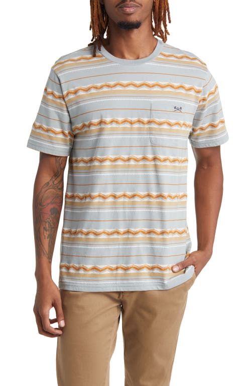 Rosswood Jacquard Stripe Cotton Pocket T-Shirt in Iron