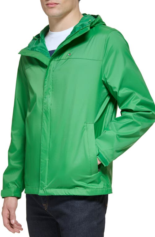 Tommy Hilfiger Hooded Rain Slicker Jacket In Marine Green