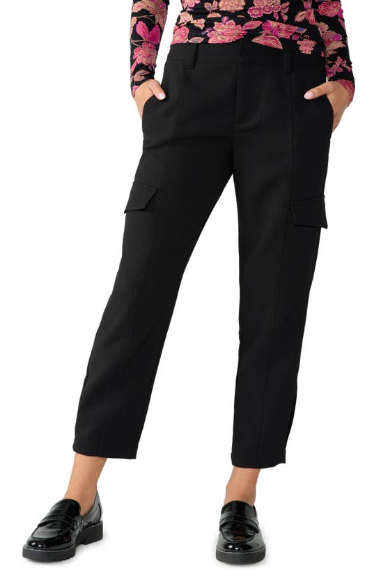 Sanctuary Polished Straight Leg Crop Cargo Pants In Black