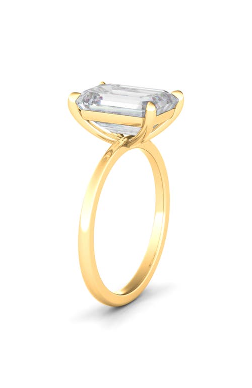 Hautecarat Emerald Cut Lab Created Diamond Ring In 3.00 Ctw 18k Yellow Gold