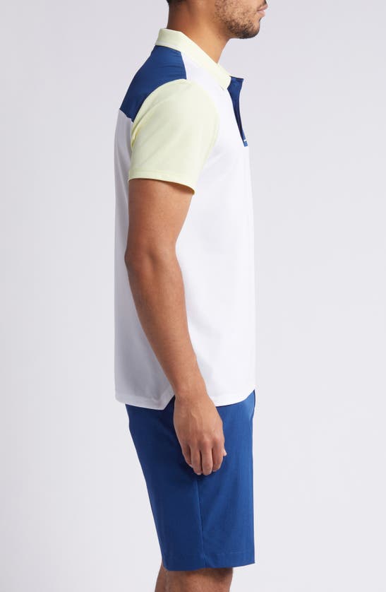 Shop J. Lindeberg Cliff Regular Fit Colorblock Performance Golf Polo In White