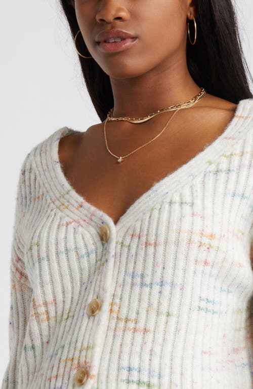 Shop Bp. Space Dye V-neck Crop Rib Cardigan In Ivory Multi Spacedye