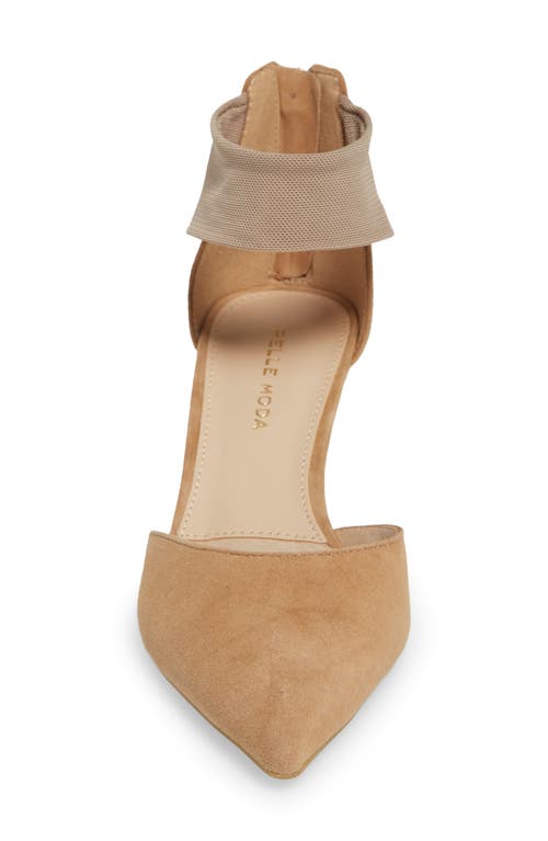 Pelle Moda Cam Pointy Toe Ankle Strap Pump In Latte