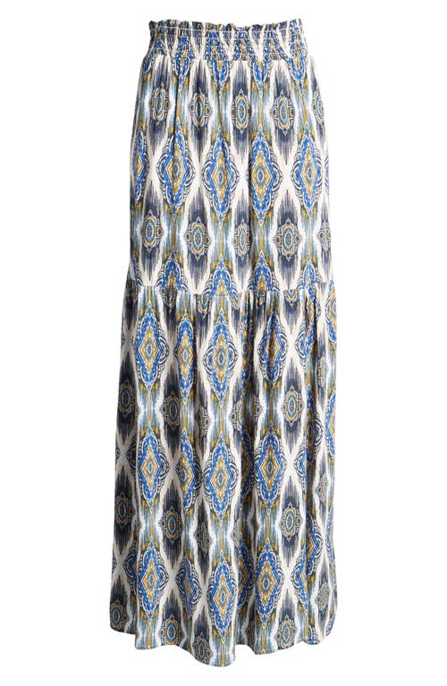 Shop Bobeau Side Slit Maxi Skirt In Mustard/blue Aztec