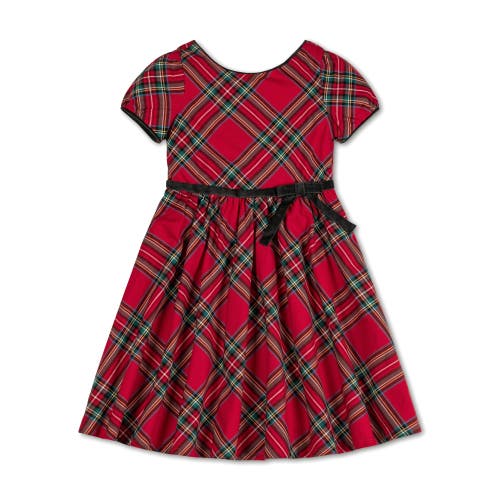 Shop Hope & Henry Baby Girls' Puff Sleeve Party Dress, Infant In Red Holiday Tartan