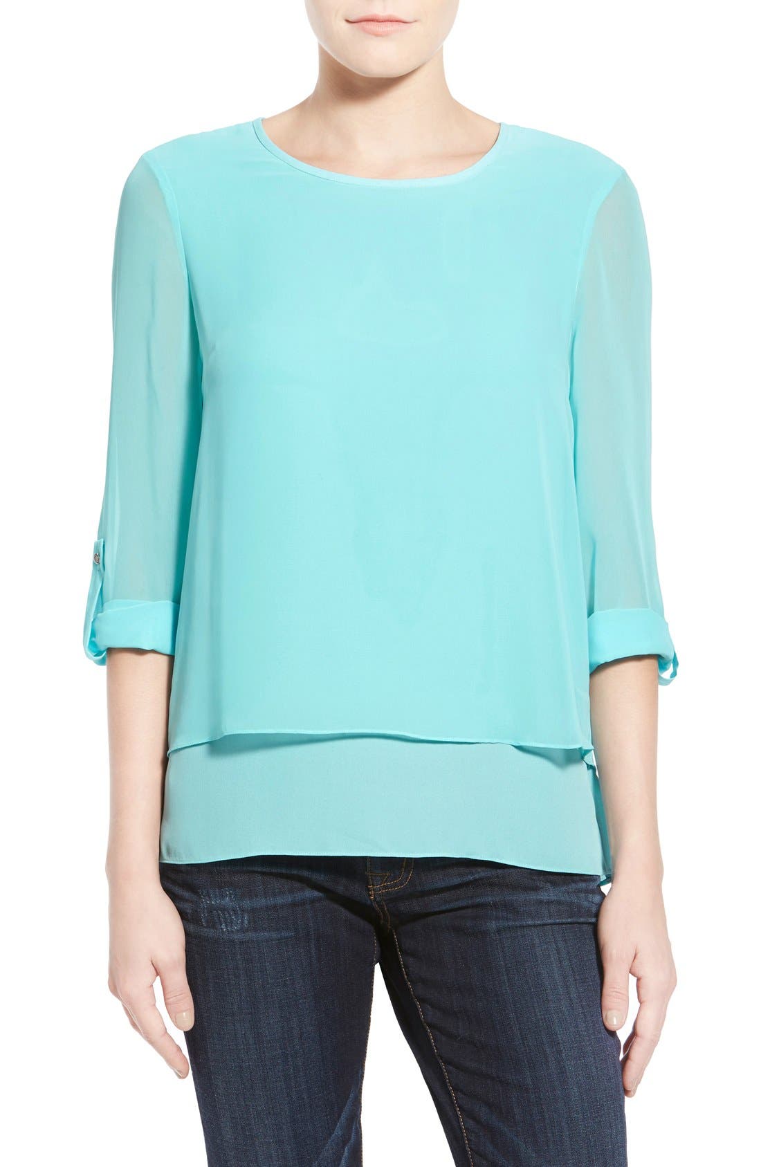 Chaus Tiered Roll Sleeve Blouse Nordstrom