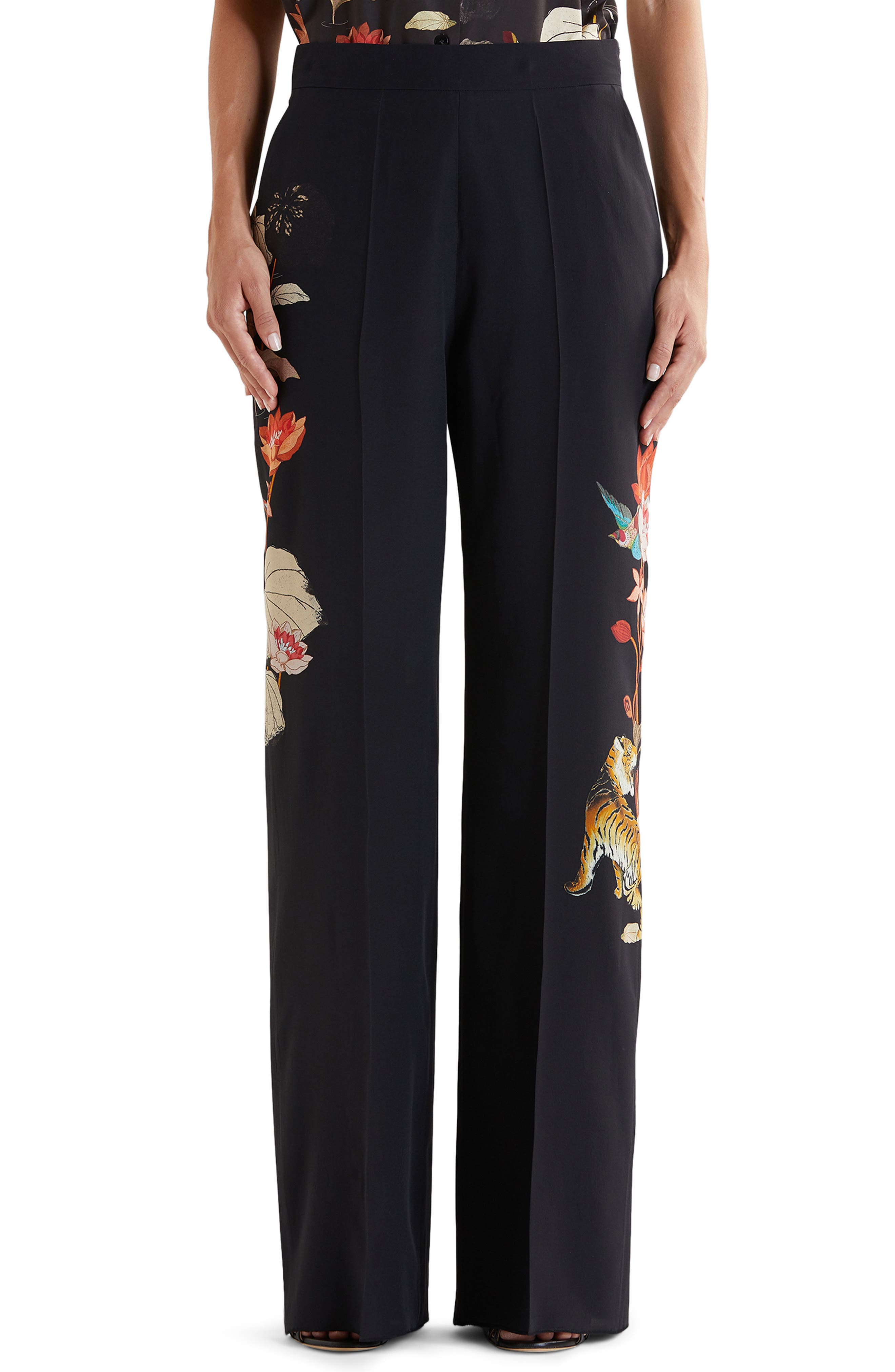 wide leg silk pants womens