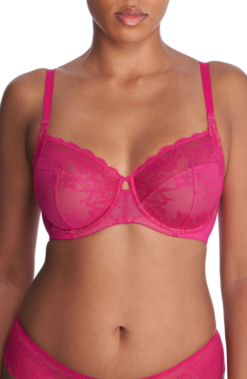 Natori Women's Statement Lace Side Support Bra In Raspberry/cafe