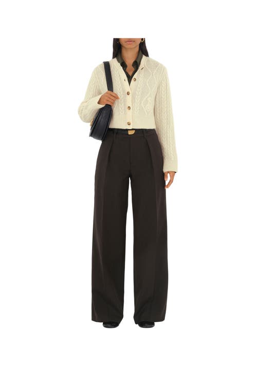 Burberry Wool-alpaca Cropped Aran Cardigan In Snow