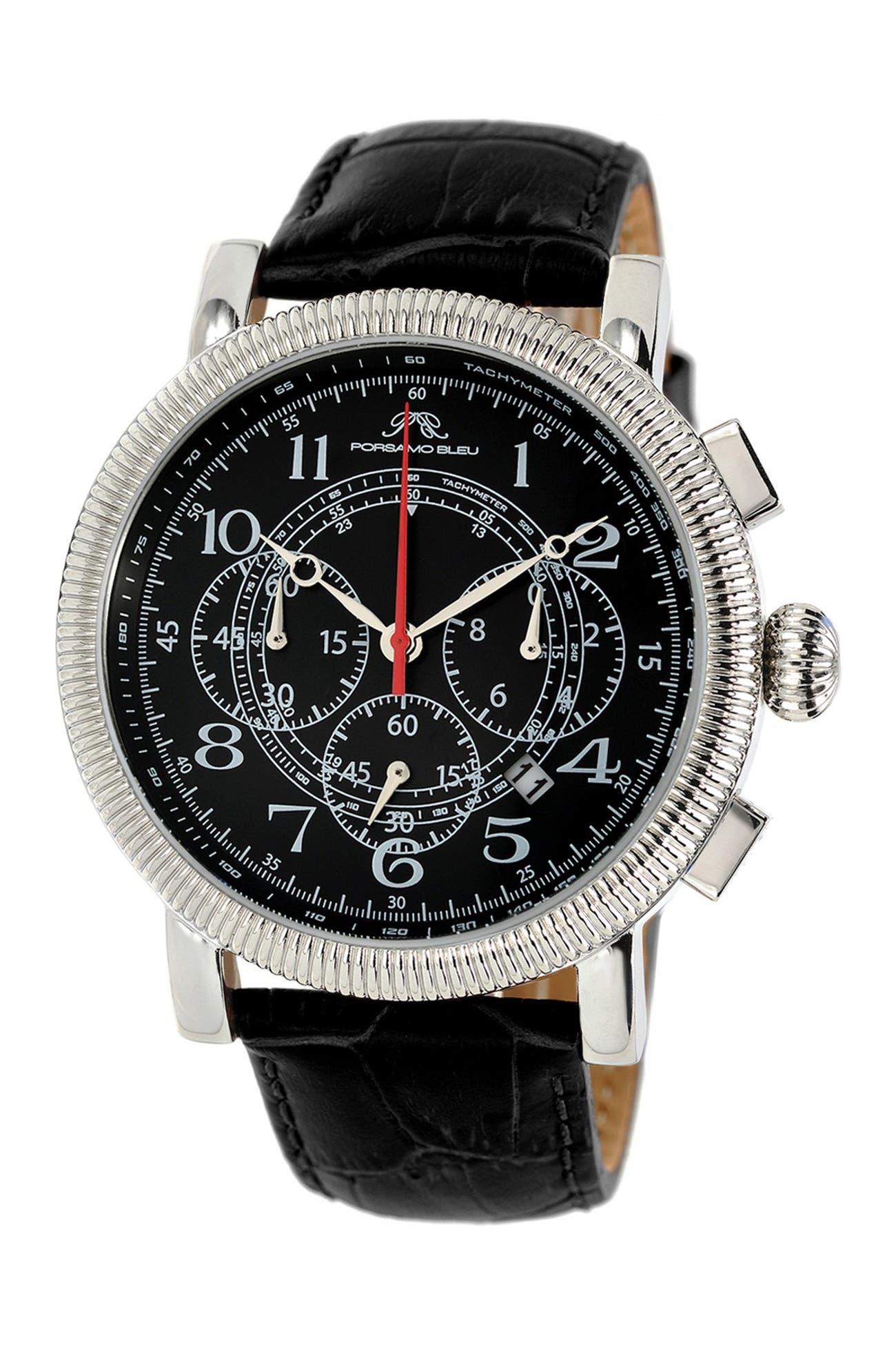 Porsamo Bleu Men's Phileas Miyota Croc Embossed Quartz Watch, 48mm