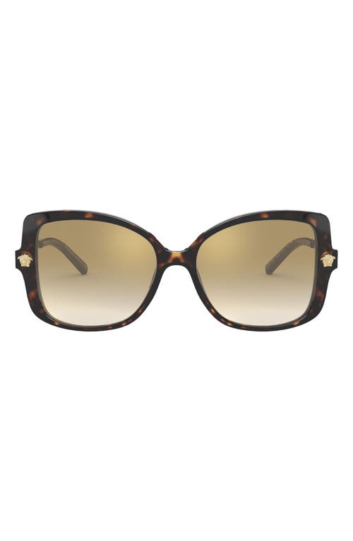 Shop Versace 56mm Square Sunglasses In Havana/brown Grad Mirror Gold