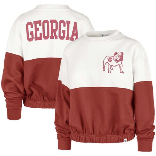 Women's '47 White/Red Georgia Bulldogs Take Two Bonita Pullover Sweatshirt