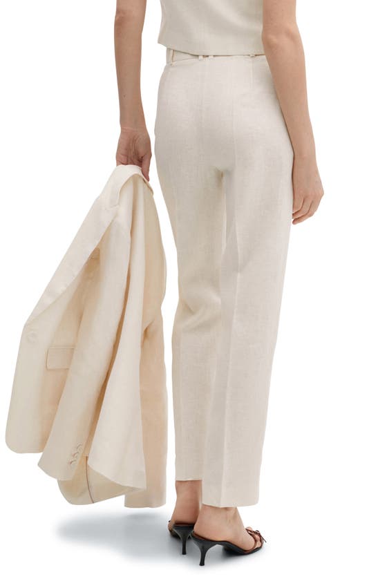 Shop Mango Straight Leg Linen Pants In Ecru