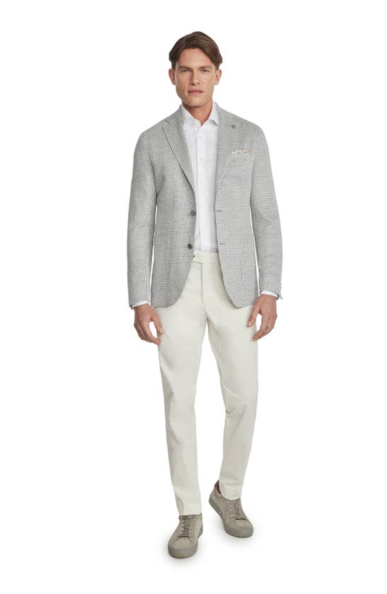 Jack Victor Queens Houndstooth Knit Linen Blend Sport Coat In Light Grey