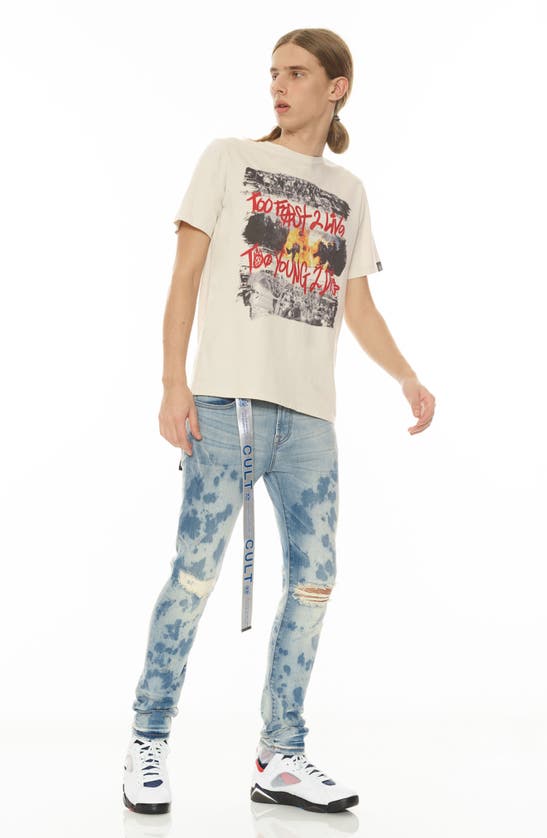 Cult Of Individuality Punk Belted Distressed Super Skinny Jeans In Tibet