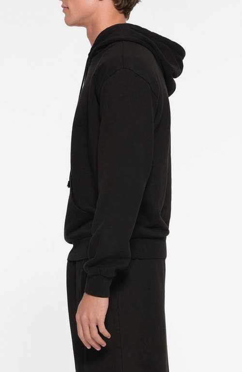 Shop Skims Cotton Pullover Hoodie In Washed Obsidian