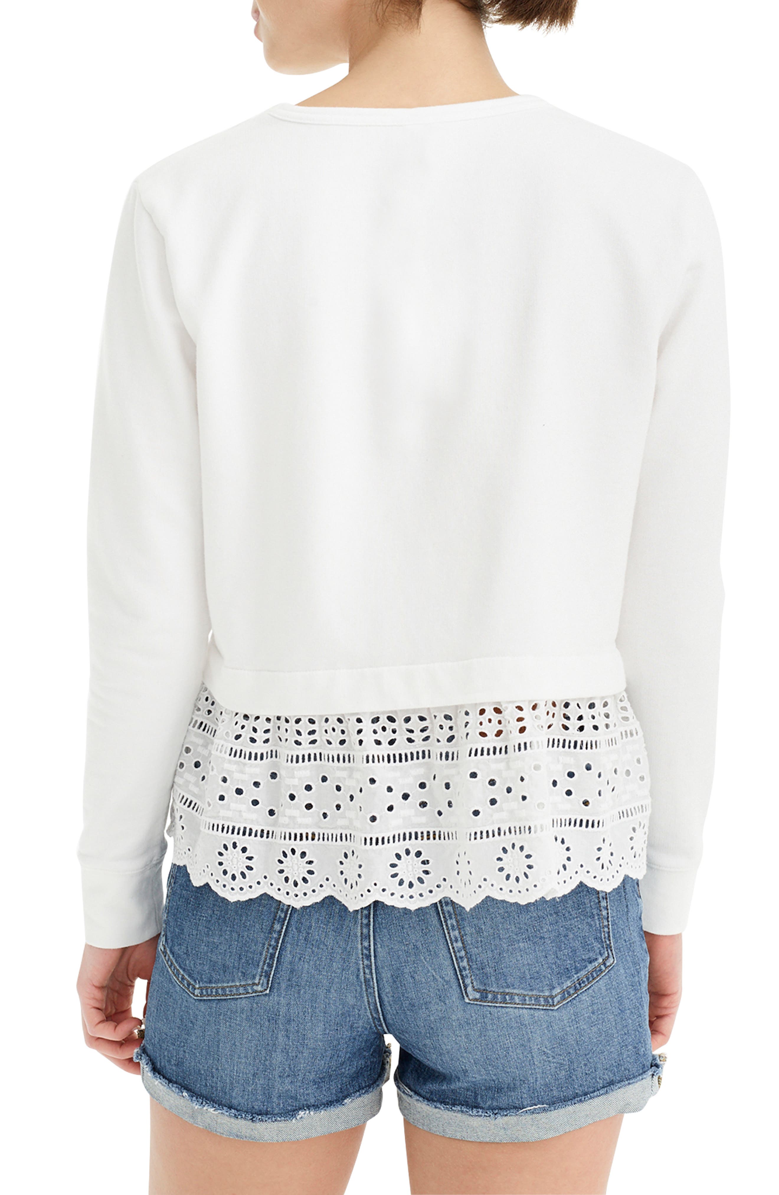 j crew eyelet hem sweatshirt