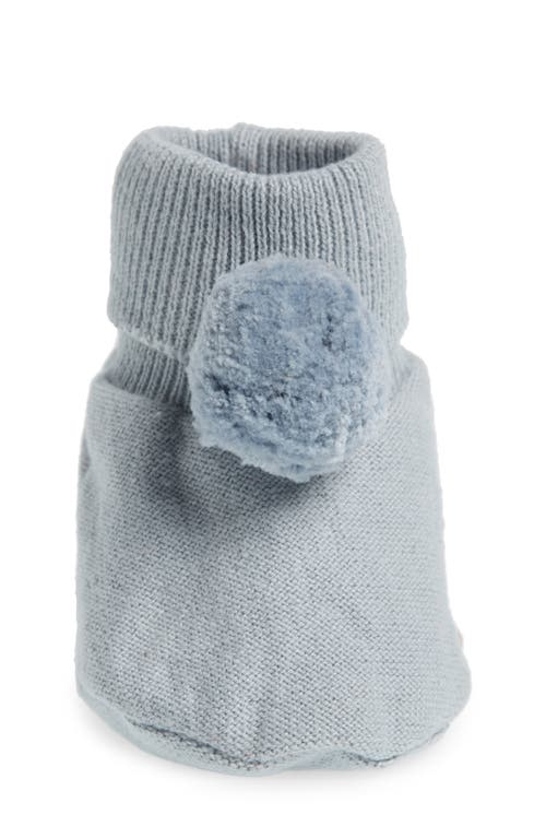 Pink Lemonade Pompom Cotton Bootie In Sky Blue