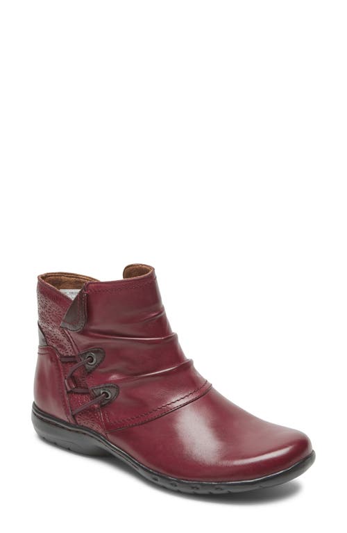 Penfield Ruched Bootie in Red Leather