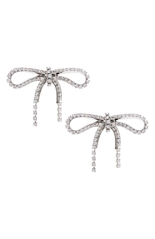 Shop Balenciaga Archive Ribbon Earrings In Silver/crystal