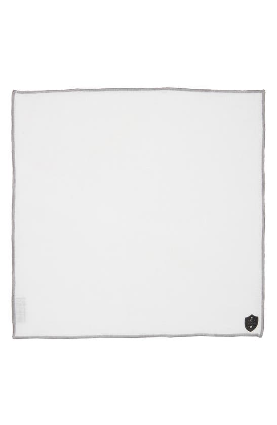 Shop Clifton Wilson White Linen Pocket Square With Grey Trim