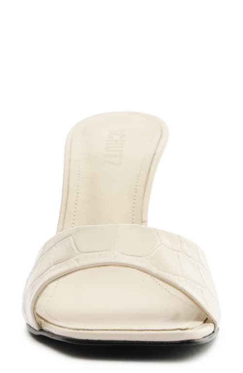 Schutz Posseni Croco Stiletto Slide Sandals In Pearl