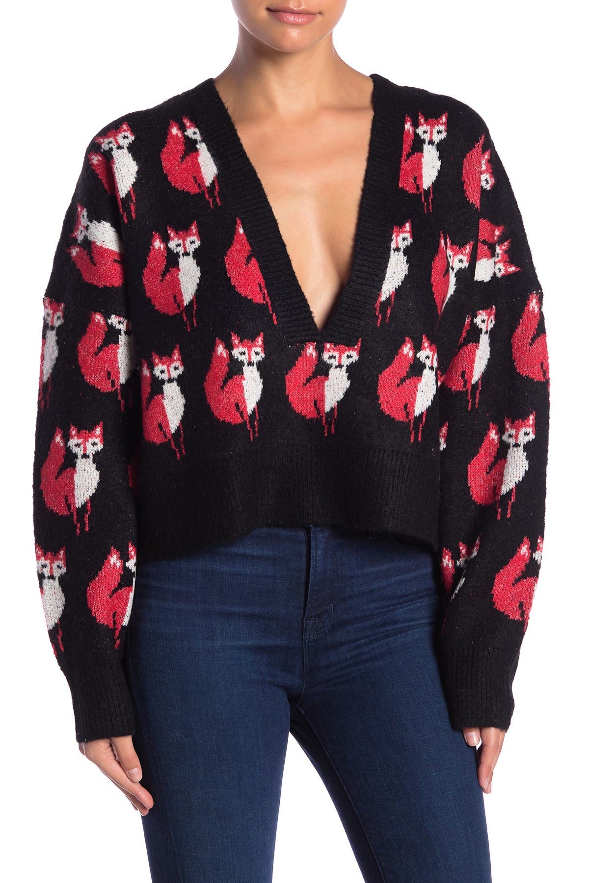 fox print sweater