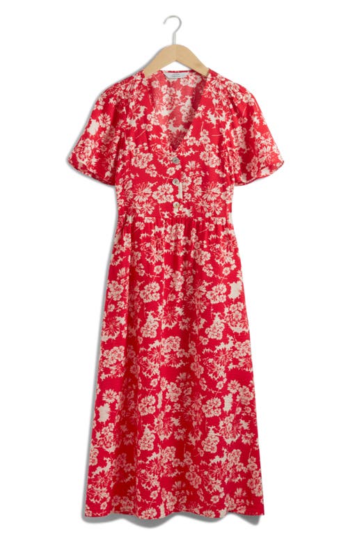 Shop & Other Stories Floral Print A-line Midi Dress In Harper Aop Red Base