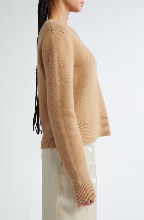 Shop Totême Toteme Crop Stretch Cashmere & Merino Wool Crewneck Sweater In Camel