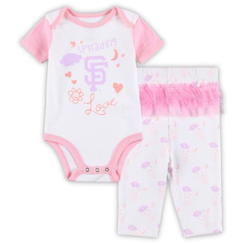 NFL Team Apparel Infant New York Giants Spread Love Pink/White Set